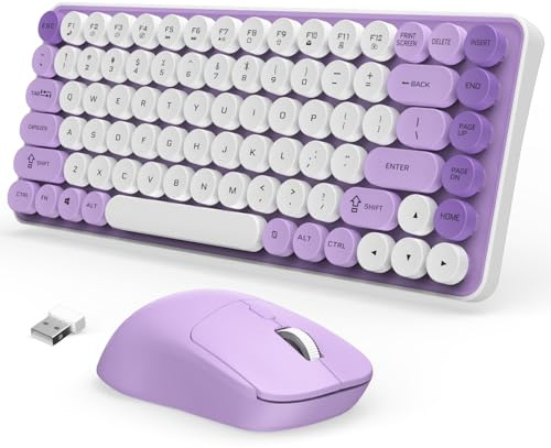 Nsyee 75% Wireless Keyboard & Mouse Combo, 85-Key Bluetooth & 2.4GHz | US Layout, Bluetooth & 2.4GHz Dual Mode Connection, Detachable Retro Round Keycaps, Power Saving, Wide Compatibility