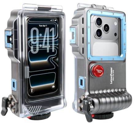 LetonPower X45 - Custodia impermeabile per cellulare Bluetooth, impermeabile fino a una profondità di 45 metri, adatta per fotografia subacquea e riprese video, resistente agli urti, compatibile