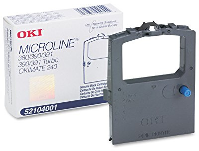 OKI 52104001 Schwarz Farbband, Langlebig, Lichtbeständig, OEM für Oki Microline 380, 390, 390 Plus, 391 Plus, 390T, 391, 391T und Okimate 240, Schwarz, Ein Farbband