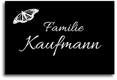 Klingelschild Türschild mit Gravur 9x6 cm versch. Farben und Edelstahl oder Messing-Optik selbstklebend Briefkasten-Schild Namensschilder für die Haustür mit Namen und Motiven