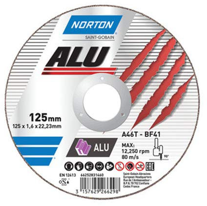 Norton Lot de 25 disques à tronçonner droits 41 en aluminium 115 x 1,0 x 22,23 A 60 Q