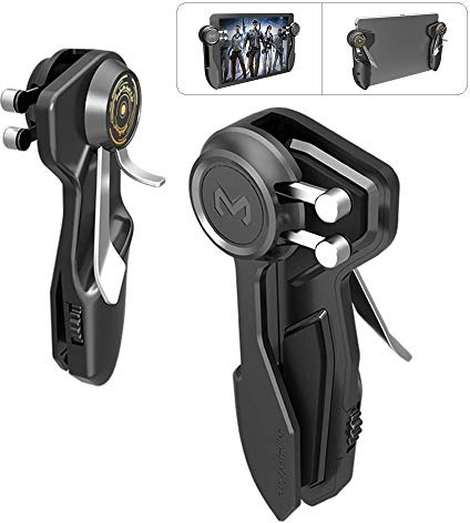 Rakizbe PUBG Controller for Tablet 4 Triggers [6 Finger Operation] Sensitive Shoot Aim Trigger Gamepad Grip, Support 10-12.9 inch iPad & Tablet (Thickness < 10mm), Black