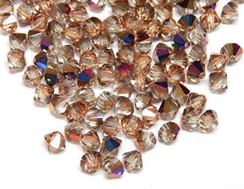 Preciosa Lot de 40 perles tchèques en verre taillé, en cristal de Bohême, 4 mm, forme double cône, différentes couleurs au choix, catégorie vitrail celsian Ab