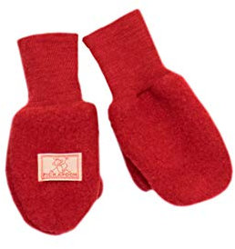 PICKAPOOH Fäustlinge 100% Merinowolle Baby Kinder Fleece Handschuhe Armwärmer Winter, rot, 2- 4 Jahre