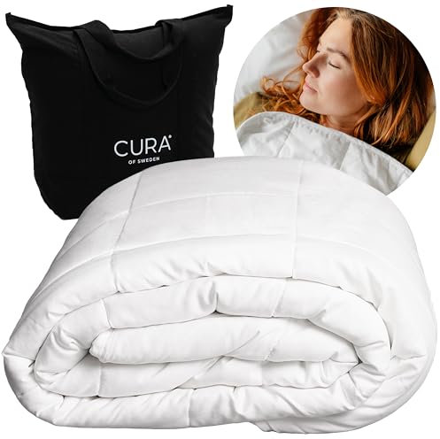CURA Pearl Classic Weighted Blanket 150x210 9kg - Manta antiestres - Mantas Pesada para un sueño Profundo y un Mejor Descanso - Couverture con Peso 100% de algodón - Manta para la ansiedad