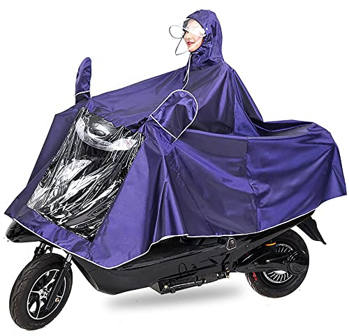 haozaikeji Universal Motorcycle Raincoat Waterproof Hoodie Rain Cape Reusable Bike E-Bike Rain Coat Mobility Scooter Outdoor Rain Poncho with Detachable Hat Brim Reflective Strip for Men Women