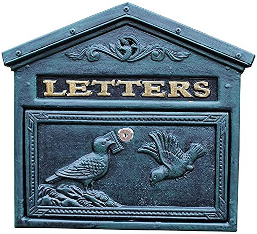 briefkästen Antik-Briefkasten zur Wandmontage, rostfreier Briefkasten aus Metall, Briefkasten mit Abdeckung aus verzinktem Stahl mit Schloss