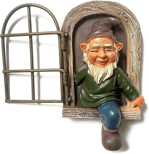 Youery Statua di Gnomo da Giardino,Statua decorativa in resina 3D giardino, decorazione della statua in miniatura Simpatica statua di figura accessori da giardinaggio per interni ed esterni