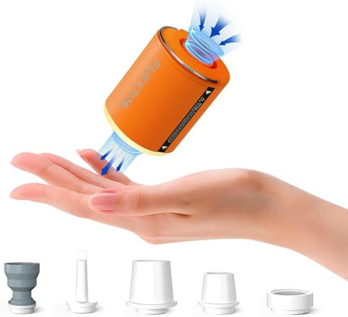 FLEXTAILGEAR Tiny Pump 2X, Portable Electric Air Pump,Vacuum Pump,3 Level Camping Light,Magnetic Design,Fast In/Deflating, Air Mattress, Swimming Ring, Vacuum Storage Bags