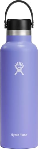 HYDRO FLASK - Trinkflasche 621ml (21oz) - Isolierte Wasserflasche aus Edelstahl - Sportflasche mit auslaufsicherem Flex Deckel & Gurt - Thermoflasche Spülmaschinenfest - Kleine Öffnung - Lupine