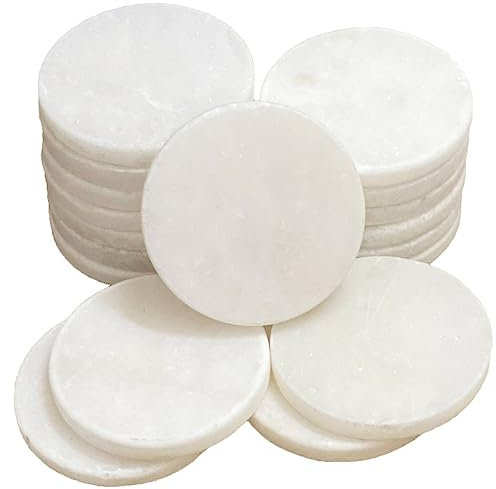 juexiyarticle Weiße Steine zum Bemalen,Runde Steinscheibe Glatte Flach Kieselsteine für Kunst Kunsthandwerk Deko,18 Stück