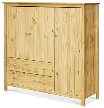 moebel-eins TOBINO Kleiderschrank/Wäscheschrank 3trg, Material Massivholz, Kiefer
