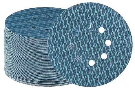 QUARKZMAN 70uds Diamante Forma Lijado Discos 6 Pulgadas 120 Grano Gancho y Bucle Azul Rombo Lija Papel Pescado Escala 8 Agujeros Lijadora Acabado Discos, Húmedos y Secos Pulido