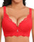 Svmer Push Up Lace Bra for Women Underwire Plus Size Comfortable Brassiere Red 42C
