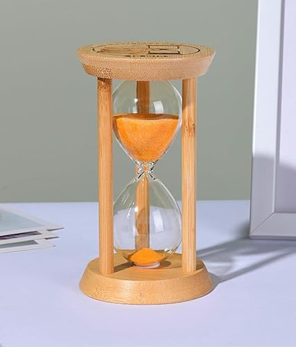 Mini Wooden Sand Timers,Bamboo Hourglass Sand Timers 5Min Sandglass Timer for Toothbrush Timer Games Classroom Home Office Cooking（Orange+5Min）