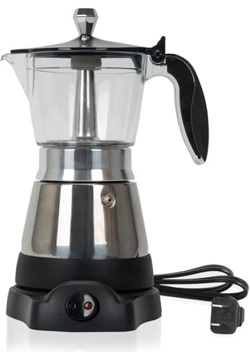 LAOION Cafeteras Electricas Modernas Moka Pot, Italian Coffee Espresso Machine, 6 Cup Cuban Coffee Maker with Detachable Base & Overheat Protection, Greca Electrica De Cafe Gift for Travel