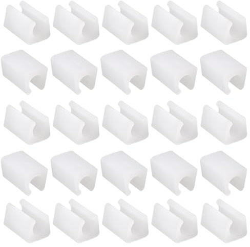 QUARKZMAN 25Pz Punte per Gambe di Sedie a Forma Rettangolare Antiscivolo, Adatte per Gambe di Tubi Metallici da 12mm - Protezioni in Plastica per Piedi Mobili Pavimenti Legno, Bianco