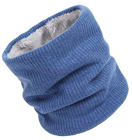 PACKOVE Kreativer Doppellagiger Winterschal mit Rundhalsausschnitt, Blau