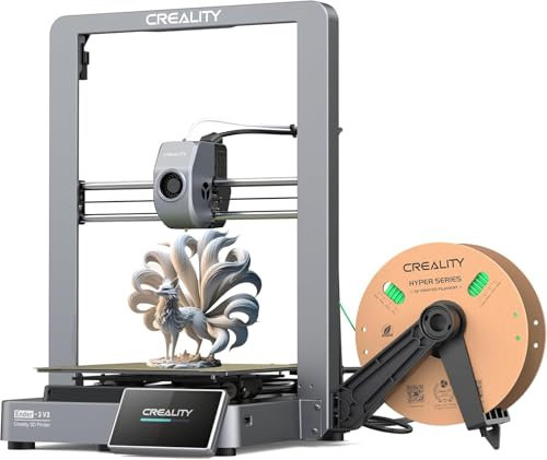 Creality Ender 3 V3 3D-Drucker, CoreXZ 600mm/s, Zuverlässiger verstopfungsfreier Extrudersatz, Neuer Metallaufbau, Zwei leistungsstarke Lüfter, Schneller Austausch der Dreimetall-Düse, 220x220x250mm