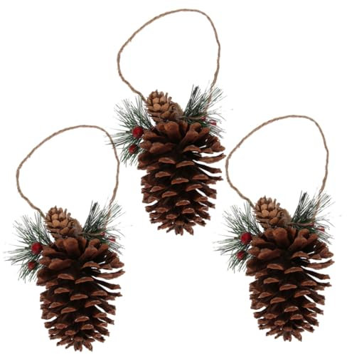 Ciieeo 3stücke Tannenzapfen Anhänger Groß Natürlicher Weihnachtsanhänger als Dekorationsaccessoire Baumschmuck für Partydekoration