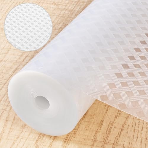 BELICOO Drawer Liners, 44.5cm x 610cm Kitchen Shelf Liners Drawer Mats Plastic EVA Material Waterproof & Oil-Proof Cupboard Liner Mats Paper Protector for Shelves (Clear Diamond, 44.5x610CM)