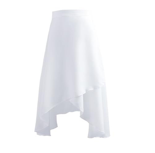 AYWTIUN Chiffon Tanzrock Ballettrock Damen Langer Wickelrock aus Chiffon for Erwachsene Ballett-Tutu mit Schnürung Tanzrock Ballerinarock Tanzbekleidung Ballettkleid(White)
