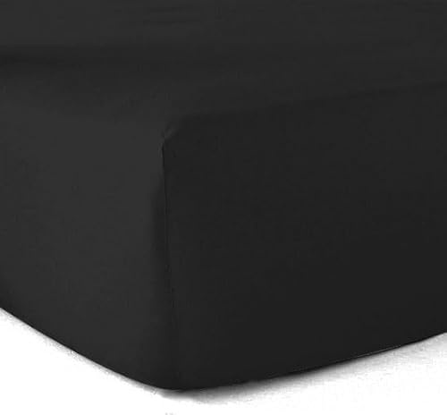 Lenzuolo con angoli, 100% cotone, 57 fili, 120 x 190 cm, colore: Nero