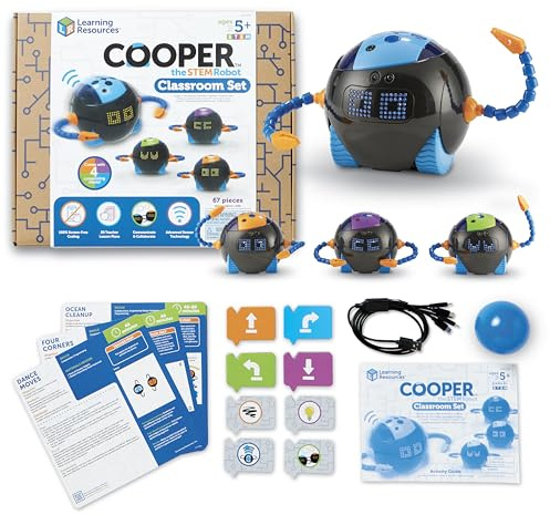Learning Resources Cooper Robot Stem Set de Aula LER3118, A Partir de 5 Años, Programación Sin Pantalla, Colaboración Escolar, Incluye 4 Robots