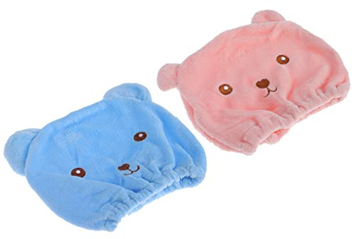 FOMIYES Kinder Haartrockentücher in Rosa und Blau 2 Stück aus Polyesterfasern Schnell Trocknend Super Saugfähig Leichte Badehauben für Zuhause und Reisen