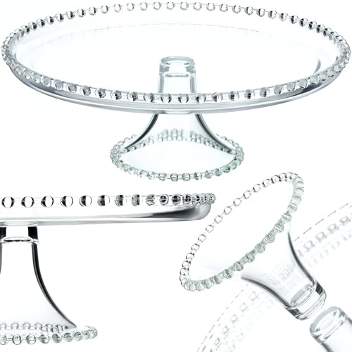 KADAX Tårtfat med fot, 32 cm, rund, tårtställ av glas, tårttallrik, tårtfat för tårtor, tårttallrik, serveringsfat för bröllop (modell 1)