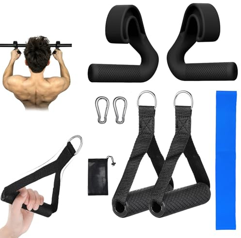 2x Maniglie Per Trazioni E 2x Impugnature Con Una Mano, Maniglie Per Fasce Di Resistenza, Set Di Attacchi Per Maniglie Per Palestra Con Cavi E Barre Per Trazioni A 45 Gradi Per Studio Fitness