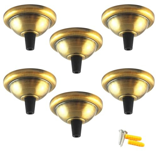 FSLiving Deckenrosette für Hängelampe Lampenaufhängung, 6er-Set Antikes Gold Deckenbaldachin 135x65mm, Kit Lampenbaldachin aus Metall mit zentraler Bohrung und vorgesehenem Seitenloch,PJ0125