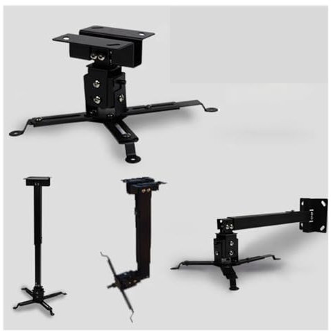 Para cine en casa, cine, interior, exterior, patio trasero, etc. Soporte de techo for proyector de Color negro, soporte de techo ajustable de 43 a 65cm for proyector LED DLP LCD, colgador de pared