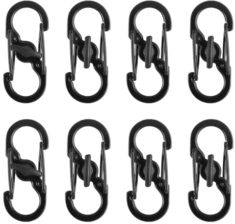 COYUN 8 Stück S Outdoor Camping Haken Edelstahl S karabiner klein Schraubkarabiner Klein Schloss Schlüsselbund Frühling Schlüsselkette,Mini Rucksack S-Form Metall Schnalle