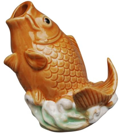 Toddmomy Statue De Carpe en Céramique 10 Cm pour Décoration De Jardin Et Bassin, Buse De Fontaine Extérieure Jardin Adaptée, Sculpture De Pulvérisateur d'eau Résistante pour Bassin Et Fontaine