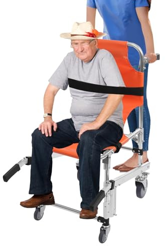 160kg Faltbarer Transport -Treppenstuhl, Treppensteig-Rollstuhl, Treppenstuhl, Tragbarer Treppenlift, Krankenwagen Feuerwehrmann Evakuierung Für Altere Menschen Und Behinderte, Orange