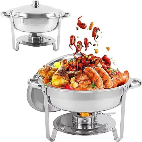 Stainless Steel Chafing Dish Set with Alcohol Burner, Even Heat Conduction Design, Includes Gel Holder and Lid, Perfect for Catering, Weddings, and Picnics