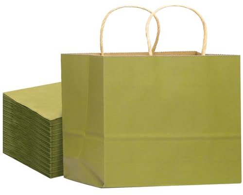 Gcardist 16 st papperspresentpåsar med handtag bulk 32 x 25 x 11 cm gröna väskor flera användningsområden (33 x 4,5 cm x 10 tum, bred stor)
