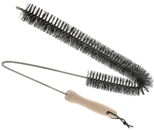 TEMPNAP Stainless Steel Dryer Vent Cleaning Tool and Non-Slip Wooden Handle Refrigerator Cleaning Brush with Bendable Wire Shaft Suitable for Fridge Coil and Dryer Vent
