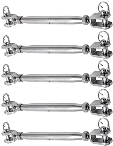 YiNLuax Pack of 5 Stainless Steel Jaw and Jaw Turnbuckles Heavy Duty Adjustable Tensioning Tool for Rope Cables Marine