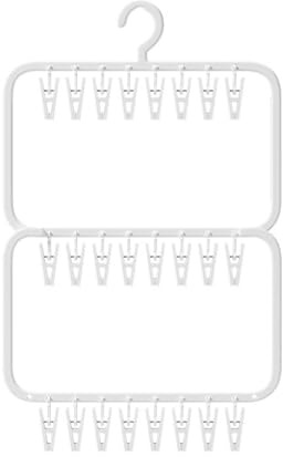 Hanging Drying Rack with Clips Storage Clothes Hanger for Pants Gloves Towel double layer