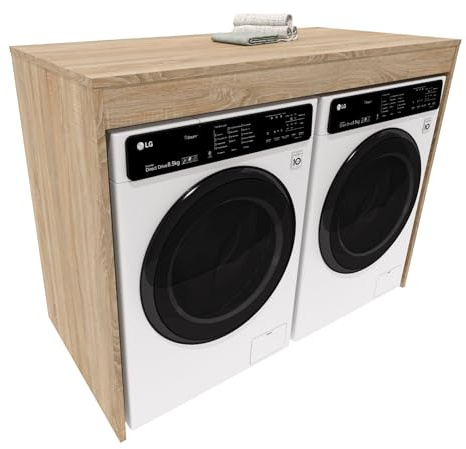 möbelkap Waschmaschinenumbau | Moderner Badschrank für Waschmaschine & Trockner | Platzsparender Schrank für Badezimmer & Hauswirtschaftsraum | Eiche Sonoma
