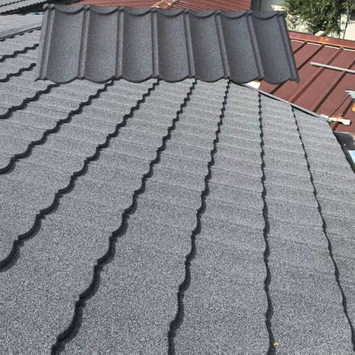Metal Asphalt Roofing Shingles, Architectural Shingles with Steel Base, Heavy Duty Ceiling Insulated Panels, Corrugated Roofing Panels Roof Tiles, for Home/Villa/Garden Roofs(Gray,10pcs)