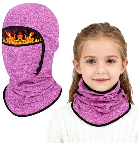 AYPOW Passamontagna in Pile Termico Bambini 4-12 Anni,Invernale Multifunzione Antivento Caldo Maschera da Sci da Ciclismo,Berretti Cappello con Scaldacollo per Ragazzi Ragazze all'Aria Aperta Sport