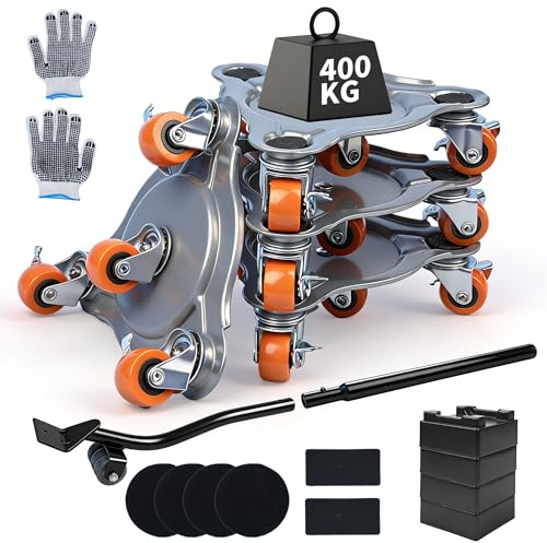 Furniture Movers with Wheels, 400kg Max Load Capacity Heavy Duty Carbon Steel Furniture Lifter Sliders Tool, 360° Rotation Roller Dolly for Moving Heavy Furniture, Refrigerator, Sofa, Bed, Cabinet