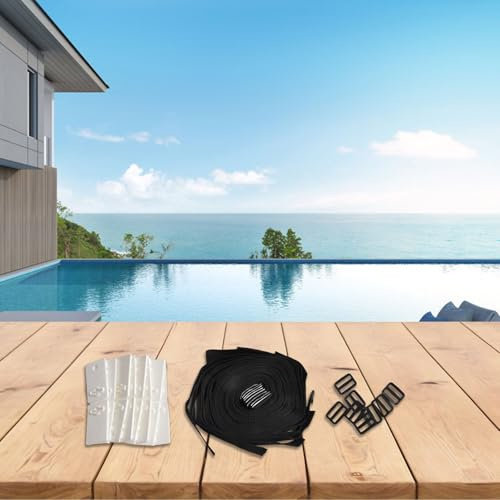 Lawnoval Attachment Kit for Inground Pool Solar Cover Reel, Compatible with 10-24ft Wide Covers (8mm-16mm Thick), Includes 8 Nylon Clips, Black