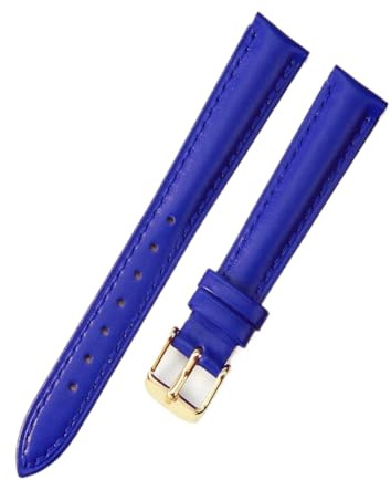 Bihahyj Bracelet de montre en cuir souple, largeur de 10 à 24mm, bleu royal-or, 12mm