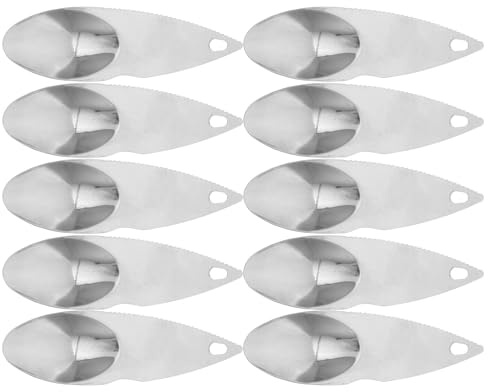CLISPEED Cucchiaio in Acciaio Inox per Sbucciare e Scavare Kiwi, Set da 12 Pezzi Lama Seghettata Ergonomica, Utensili per Frutta per Cucina e Dessert