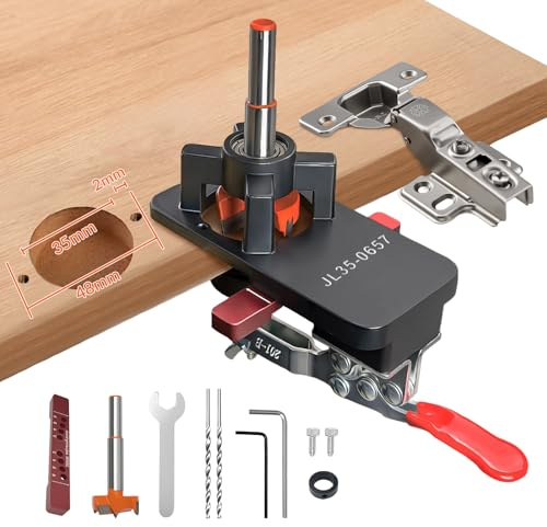 35 mm Verdeckte Scharniervorrichtung, Scharnier Bohrschablone Aluminiumlegierung Scharnierlehre Möbelbau für Holzmöbel Türschränke Topfscharniere