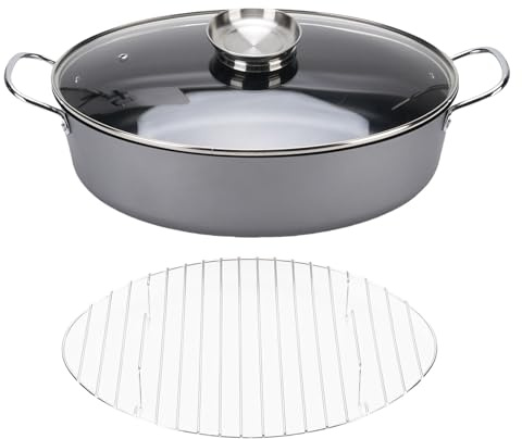 Pentola Vapore per Pesce, Acciaio al Carbonio Antiaderente, Grande Capacità Ovale - Cottura Rapida e Versatile per Cucina Gas e Induzione